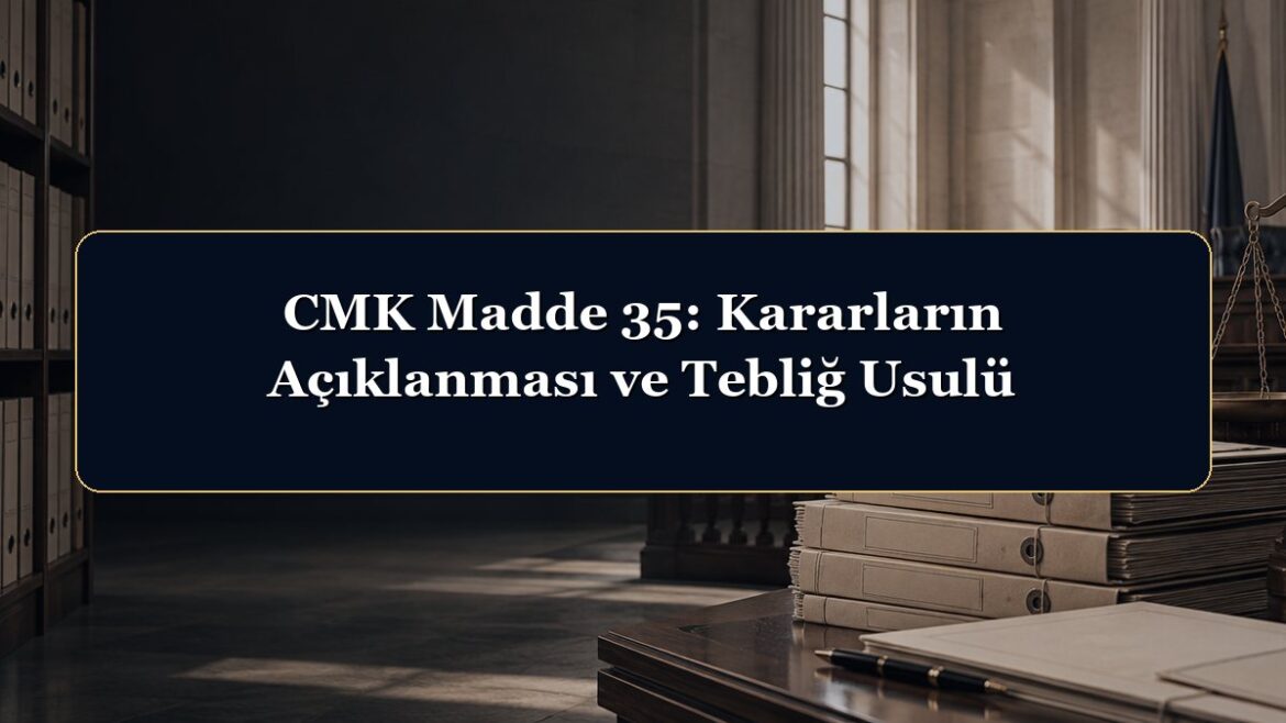 CMK Madde 35: Kararların Açıklanması ve Tebliğ Usulü