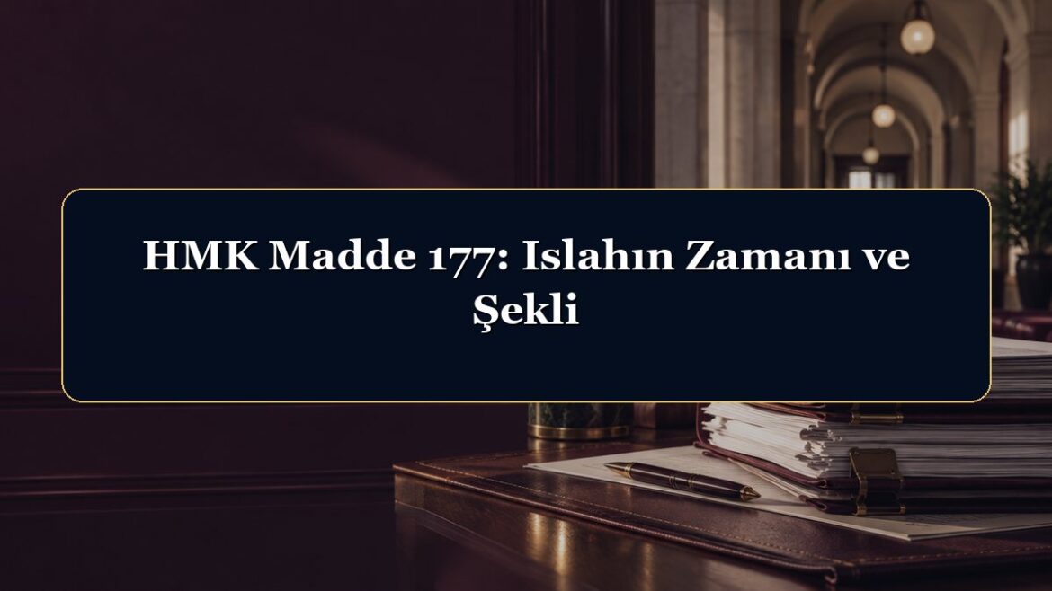 HMK Madde 177: Islahın Zamanı ve Şekli