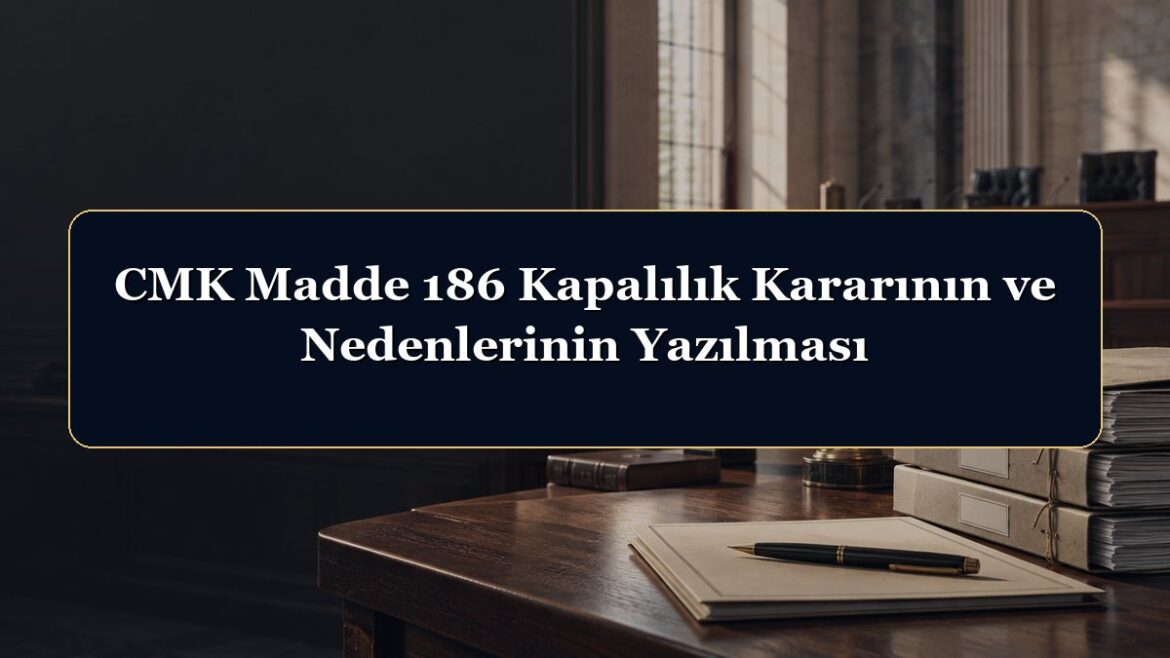CMK Madde 186 Kapalılık Kararının ve Nedenlerinin Yazılması