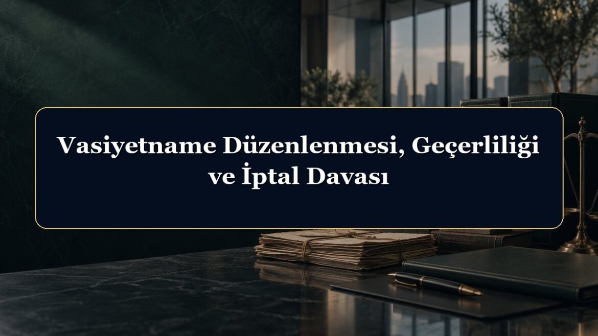 Vasiyetname Düzenlenmesi, Geçerliliği ve İptal Davası