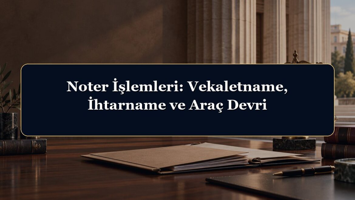 Noter İşlemleri: Vekaletname, İhtarname ve Araç Devri
