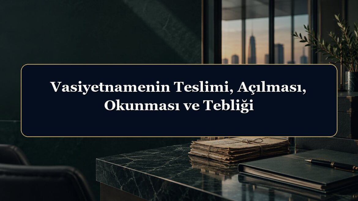Vasiyetnamenin Teslimi, Açılması, Okunması ve Tebliği