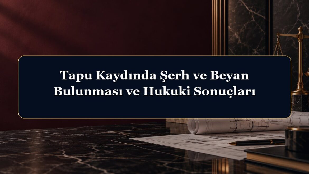 Tapu Kaydında Şerh ve Beyan Bulunması ve Hukuki Sonuçları