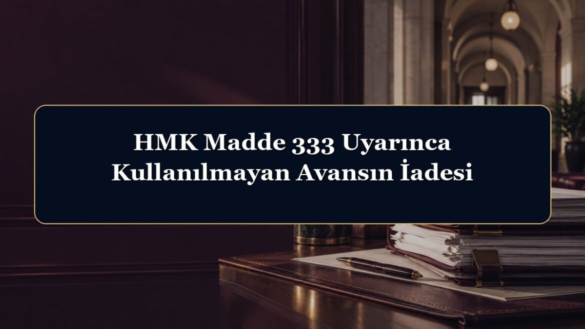 HMK Madde 333 Uyarınca Kullanılmayan Avansın İadesi
