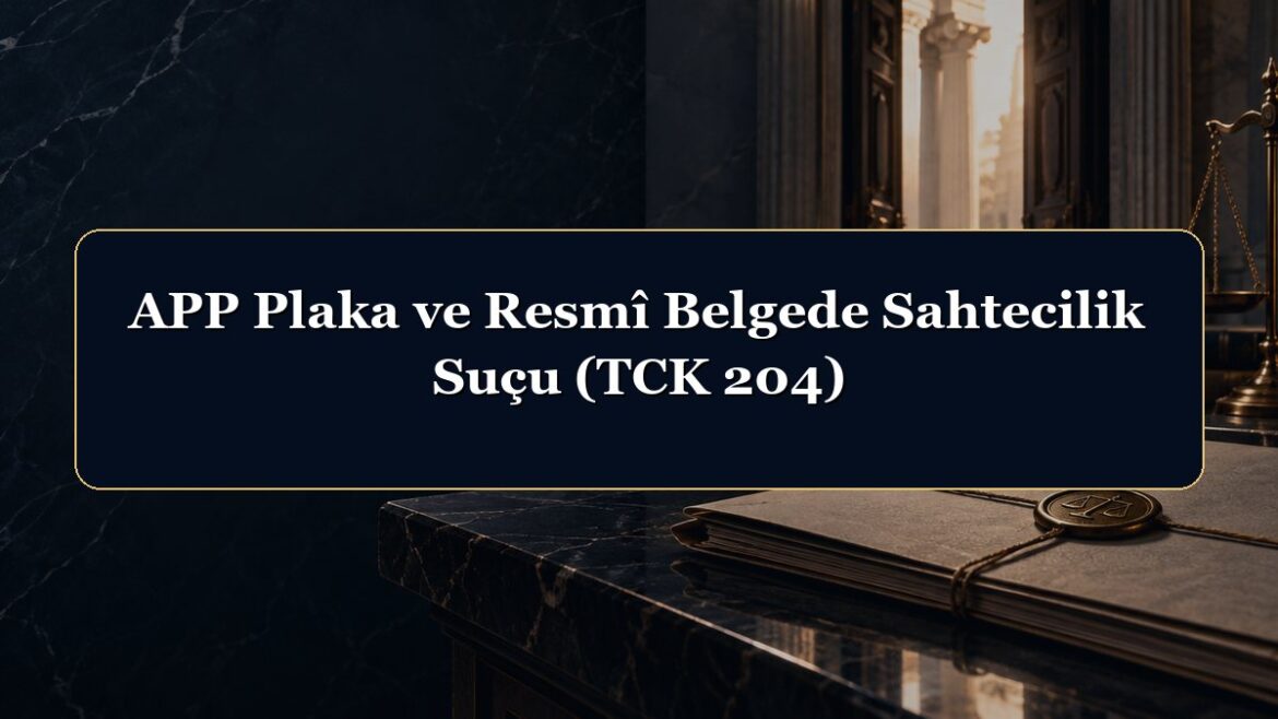 APP Plaka ve Resmî Belgede Sahtecilik Suçu (TCK 204)