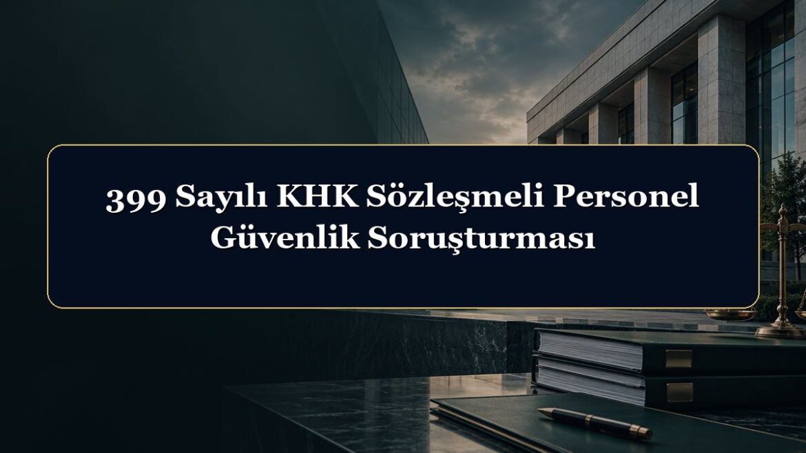 399 Sayılı KHK Sözleşmeli Personel Güvenlik Soruşturması