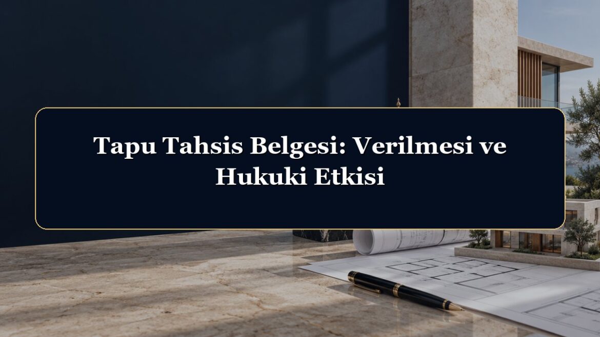 Tapu Tahsis Belgesi: Verilmesi ve Hukuki Etkisi