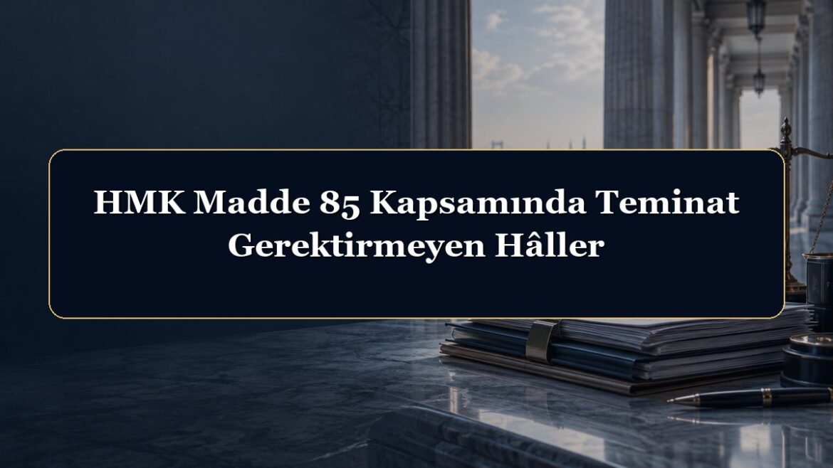 HMK Madde 85 Kapsamında Teminat Gerektirmeyen Hâller